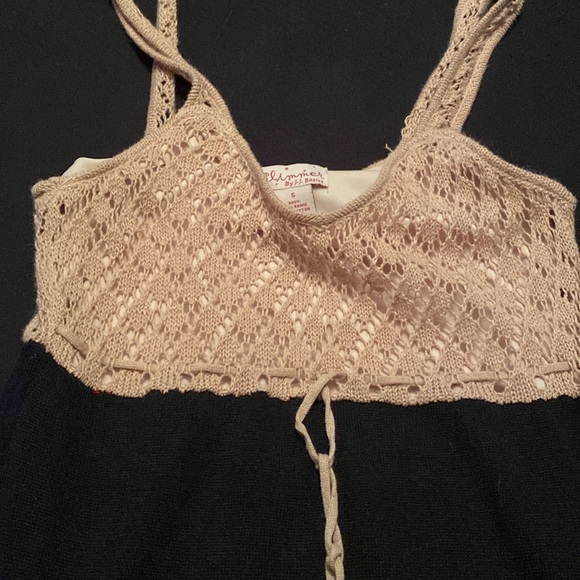Black and tan dress with crochet top and thin straps - Picture 2 of 5